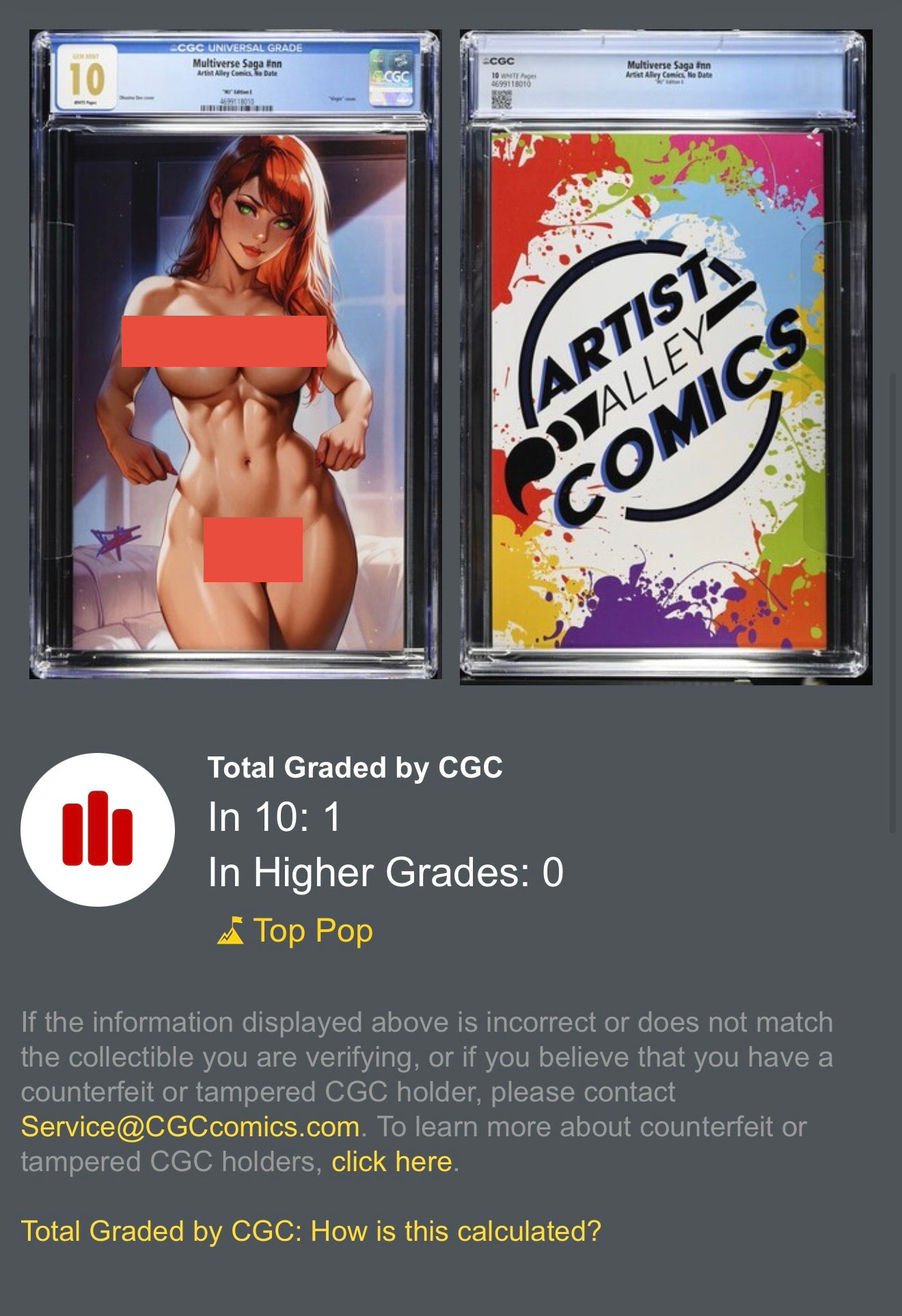 CGC 10 Top Pop Multiverse Saga #nn MJ Edition E Virgin Variant