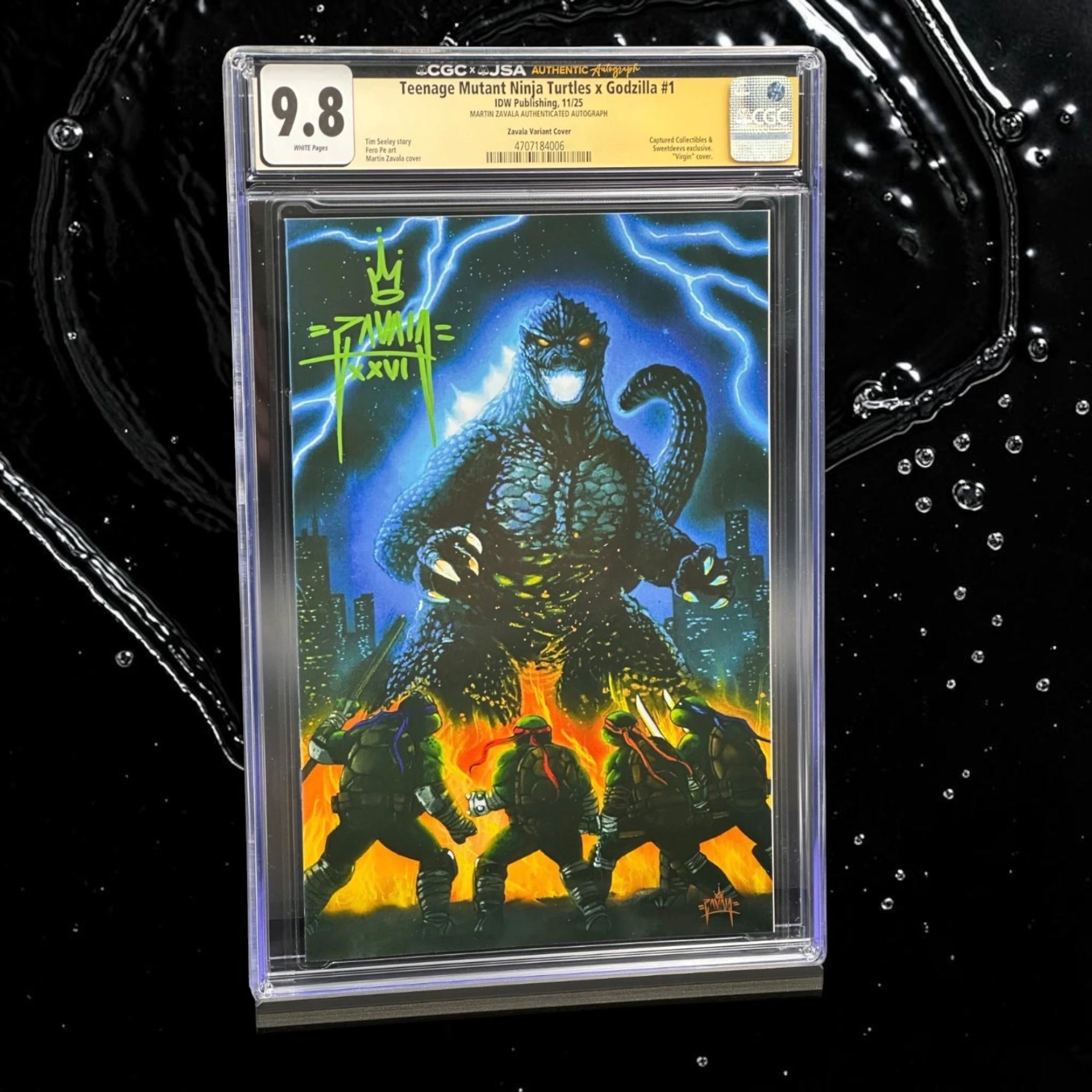 CGC x JSA 9.8 Top Pop TMNT x Godzilla #1 Zavala Virgin Variant Signed