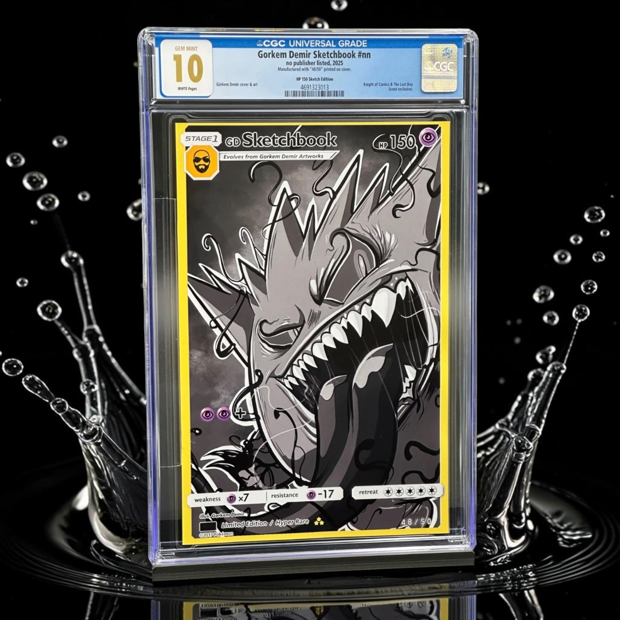 CGC 10 TOP POP Gorkem Demir Sketchbook #nn HP 150 Sketch Edition Hyper Rare Pokémon-Inspired Art Slab